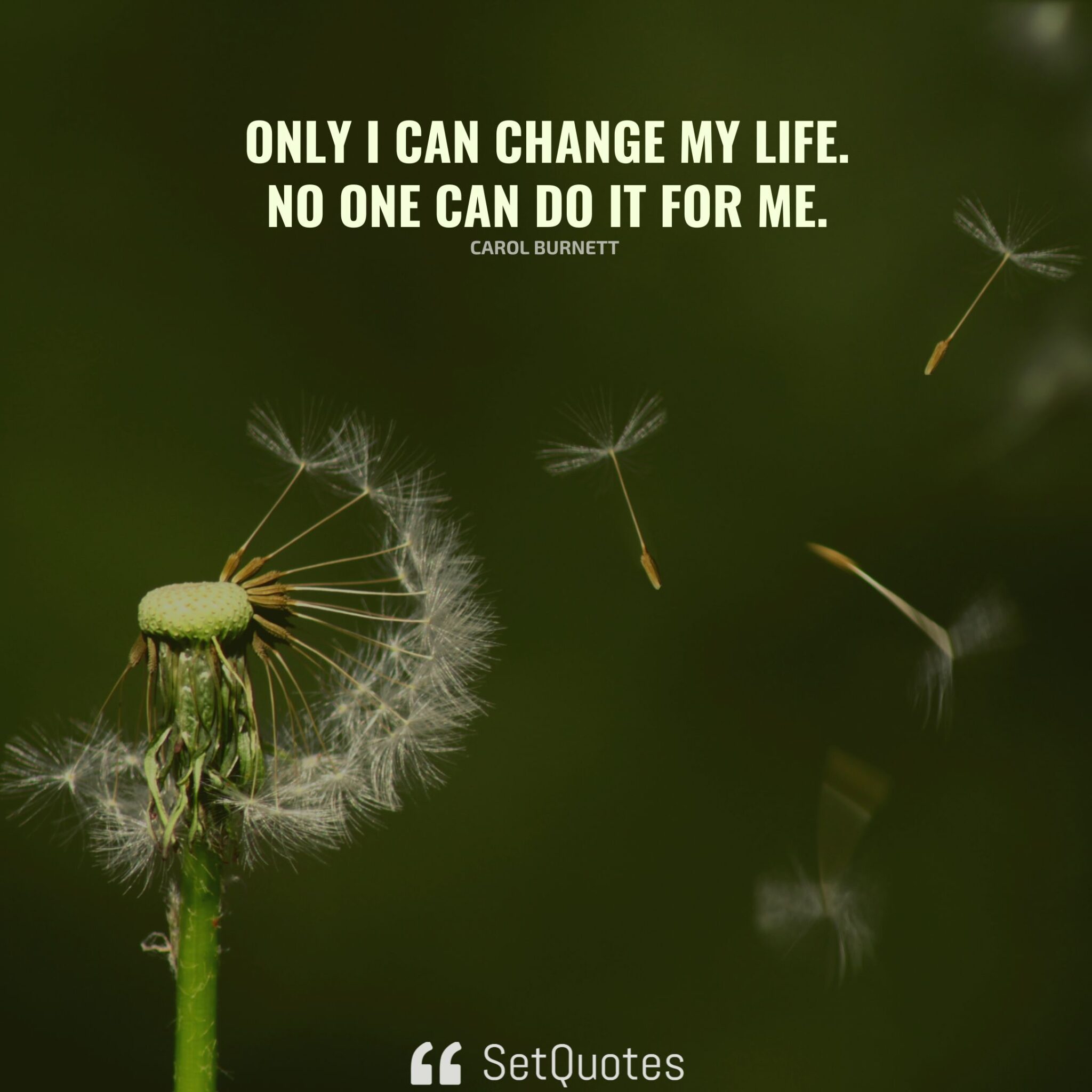 Only I can change my life. No one can do it for me.