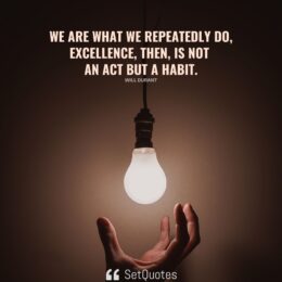 We are what we repeatedly do; excellence, then, is not an act but a habit.